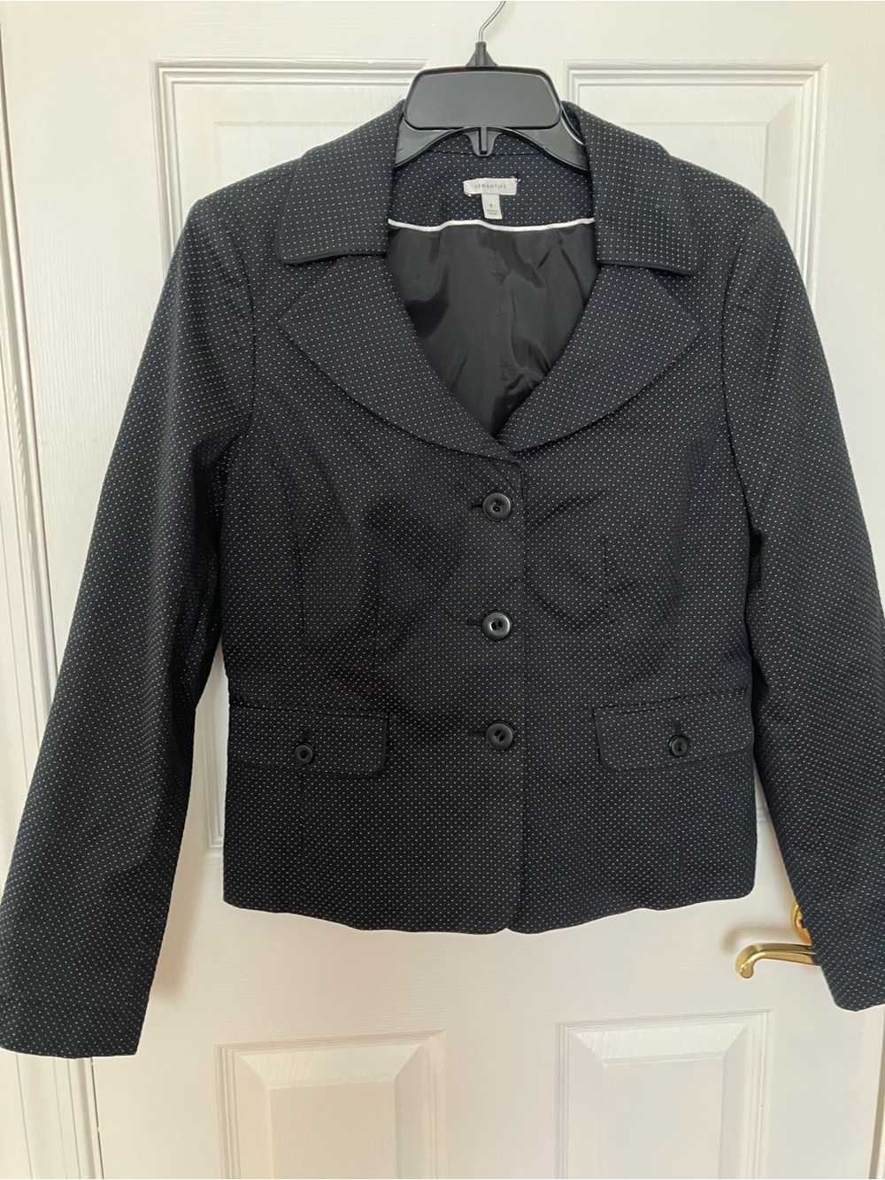 Semantiks Black Pindot Women's Blazer Jacket